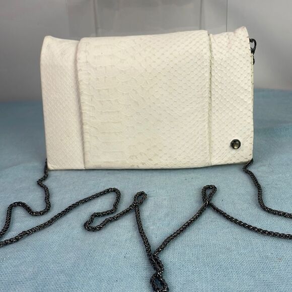 Halston Heritage Cream Small Snake Flap Bag